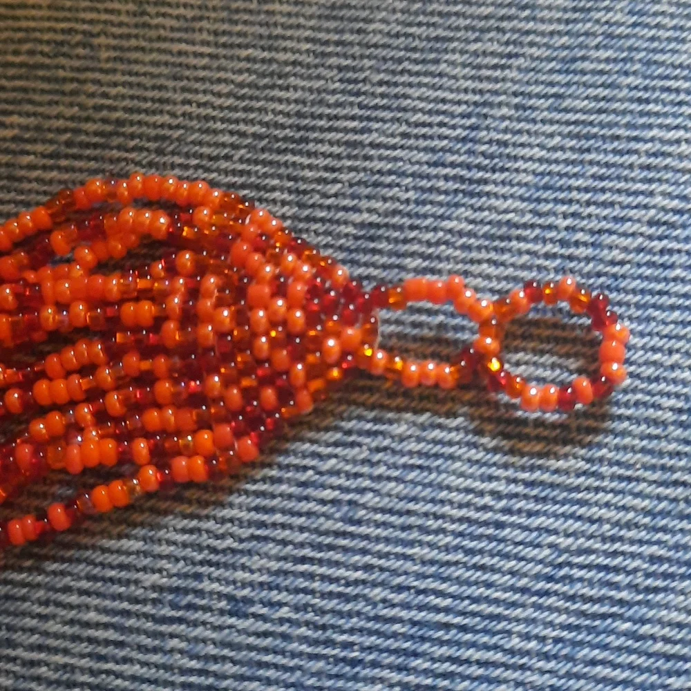 12 Strand Cuff Beaded Orange Tone Bracelet.. Orangreffic must see - Picture 4 of 5